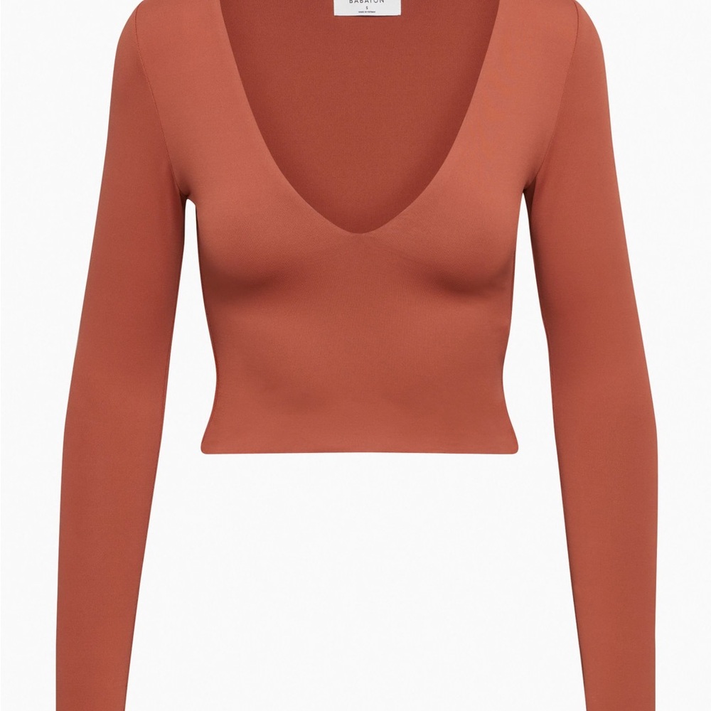 Contour V-Neck Long Sleeve Top - Corsa Red